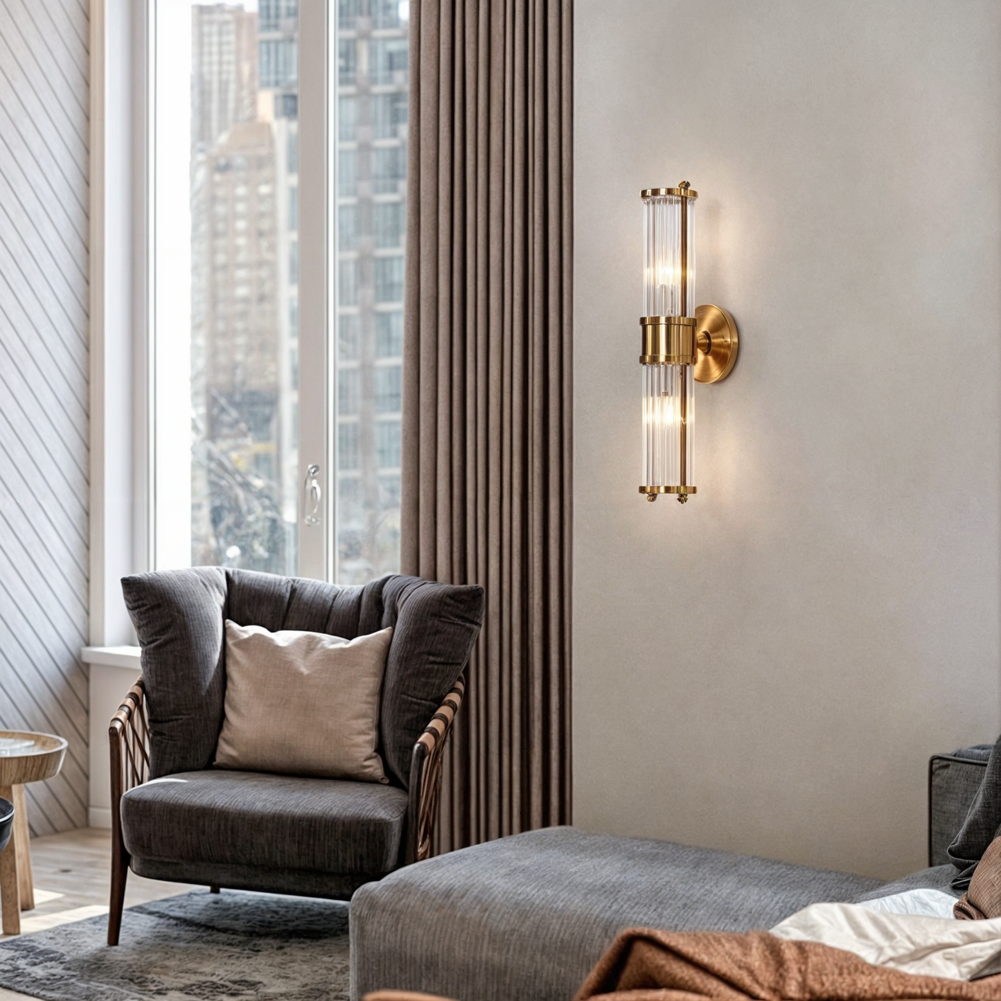 Modern Gold Crystal Wall Sconces for Bathroom - Energy-Efficient E14 LED Wall Lights, Elegant Design, 22cm & 45cm Options 5