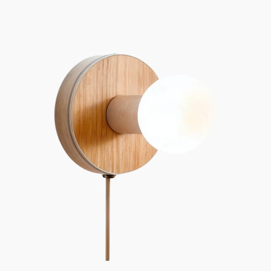 Dimmable Wall Lamp with Wooden Base and White Glass Shade – Stylish Wall Sconce Lighting for Indoor Use 1