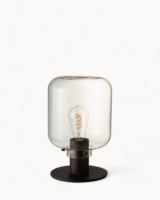 Modern Table Lamp with Transparent Glass Shade and Black Metal Base – Elegant Bedside Lamp for Living Room and Bedroom 1