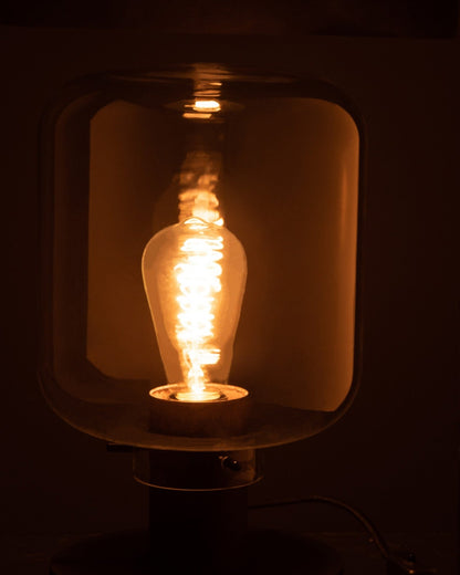 Modern Table Lamp with Transparent Glass Shade and Black Metal Base – Elegant Bedside Lamp for Living Room and Bedroom 4
